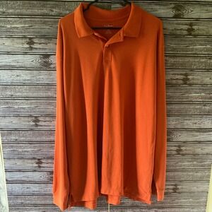 LL Bean Men's Long-Sleeved Polo‎ Shirt Size XL Orange